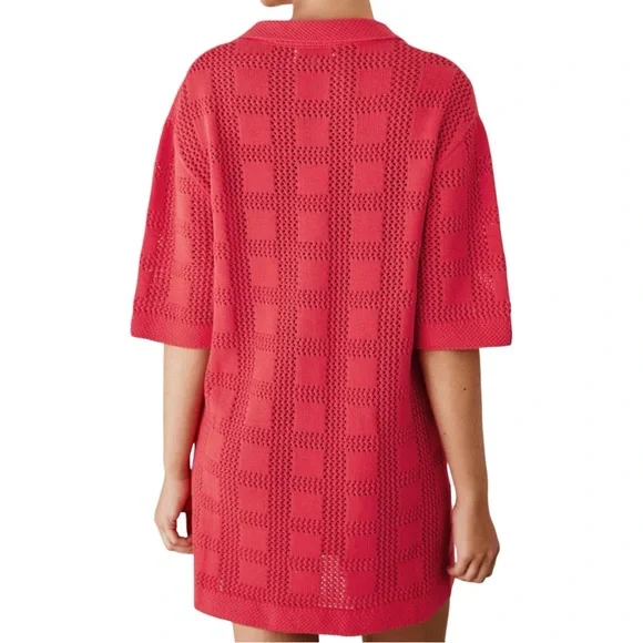 EUC Ezapine Red Crochet Coverup - Picture 5 of 11